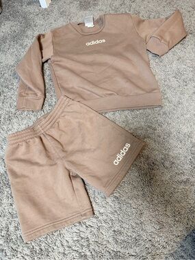 adidas Kids Tan/Brown Sweatshirt & Shorts Set